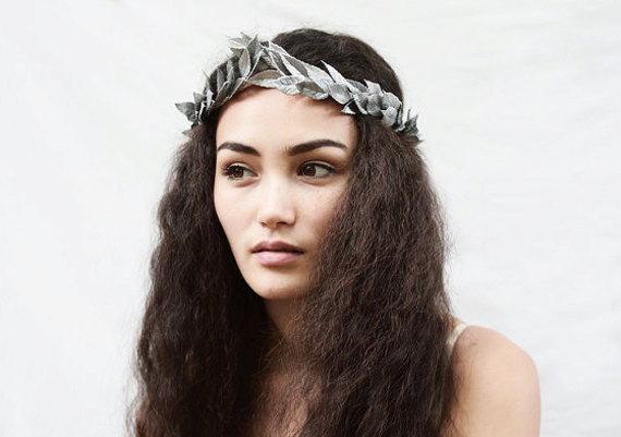 Wedding - Silver Leaf Crown - Metallic Silver Leaf Headband, Greek Headpiece, Silver, Winter Crown, Unisex, Greek Leaf Headpiece, Toga, Costume