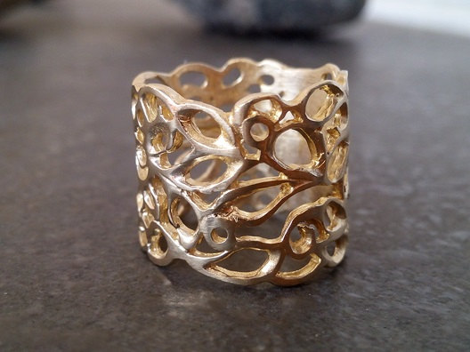 Hochzeit - SALE! Wedding band,boho ring,wide flowers ring,large ring, leaves ring,gold ring,statement ring,filigree ring