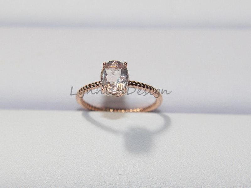 Mariage - Vintage Halo Oval Morganite Ring 14K Rose Gold Morganite Engagement Ring Morganite Wedding Ring Gem Bridal Ring
