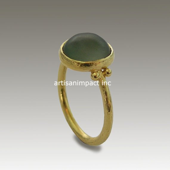 Mariage - 14k gold ring, yellow gold ring, Jade ring, stone ring, gemstone ring, thin gold ring, green stone ring, simple ring - Green Ocean RG1769-1