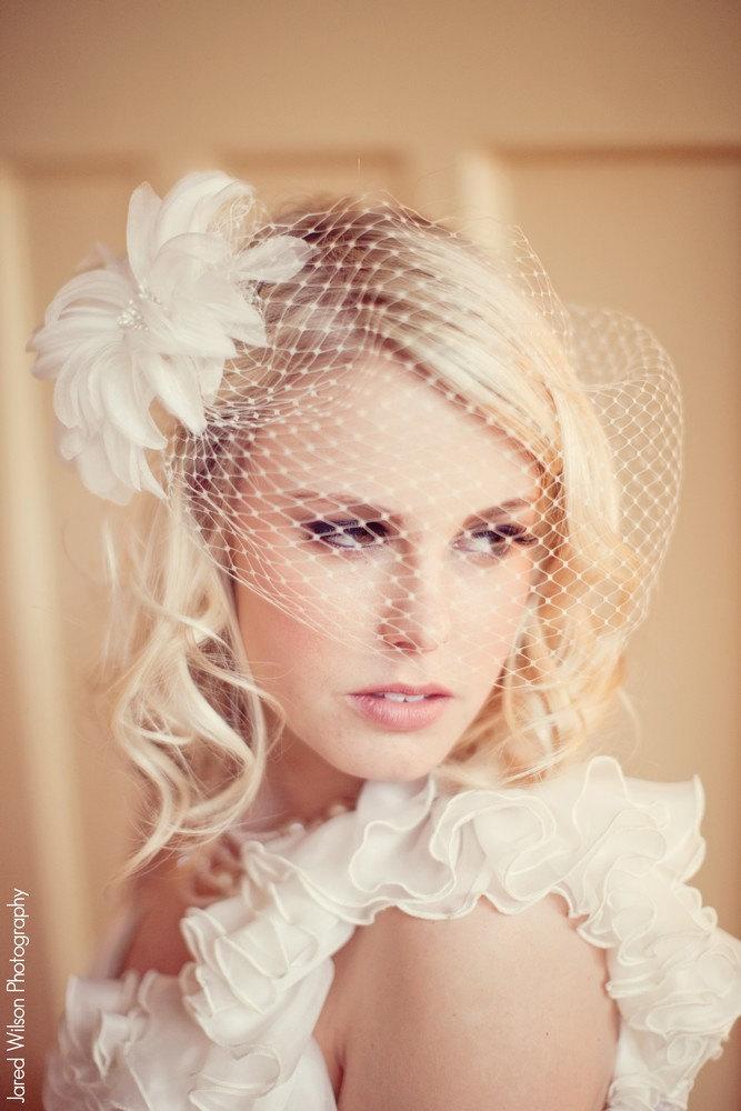 Свадьба - Bird Cage Blusher Veil with dual combs