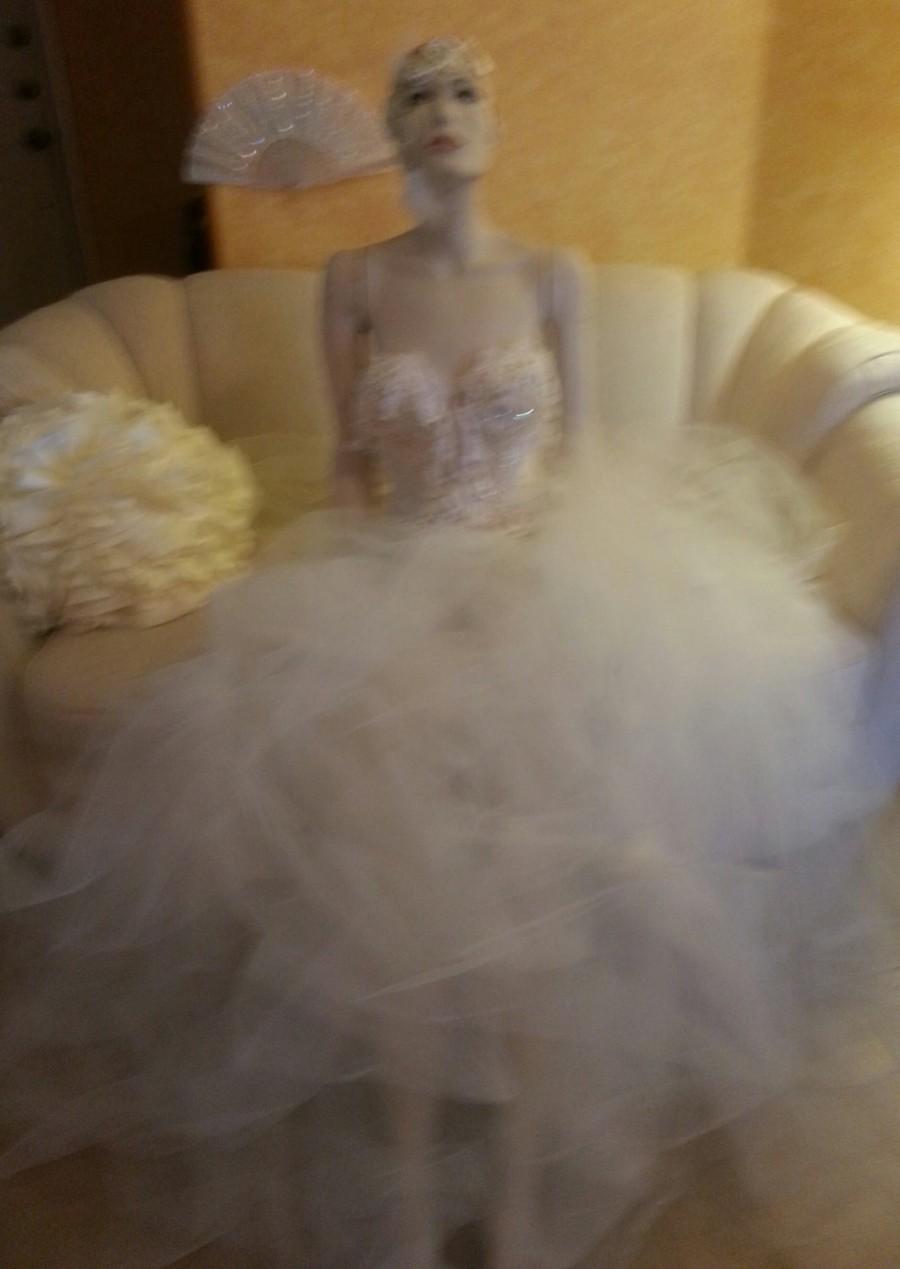 زفاف - Champagne And Ivory Venise Lace/Crystal Embellished Corset Bustier Tulle Bridal Wedding Gown Bridal,Club wear,Lingerie,Burlesque,Belly Dance