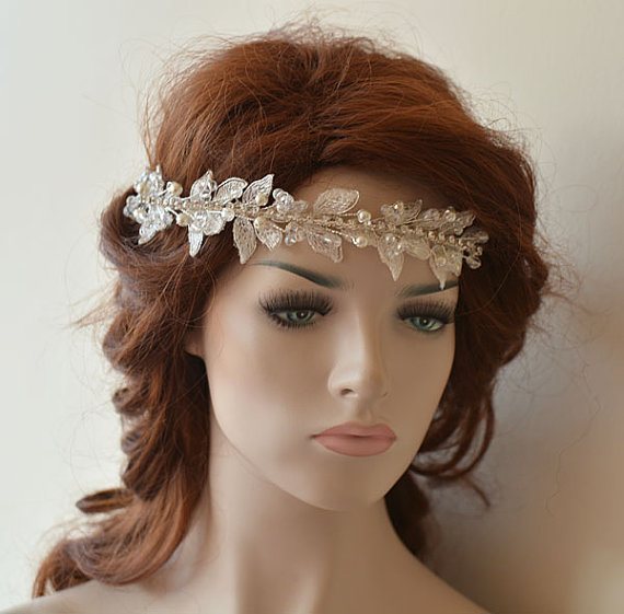 Hochzeit - Wedding Hair vine, wedding Lace headband, Lace Bridal headband, Bridal Hair Accessory, Wedding Hair Accessories