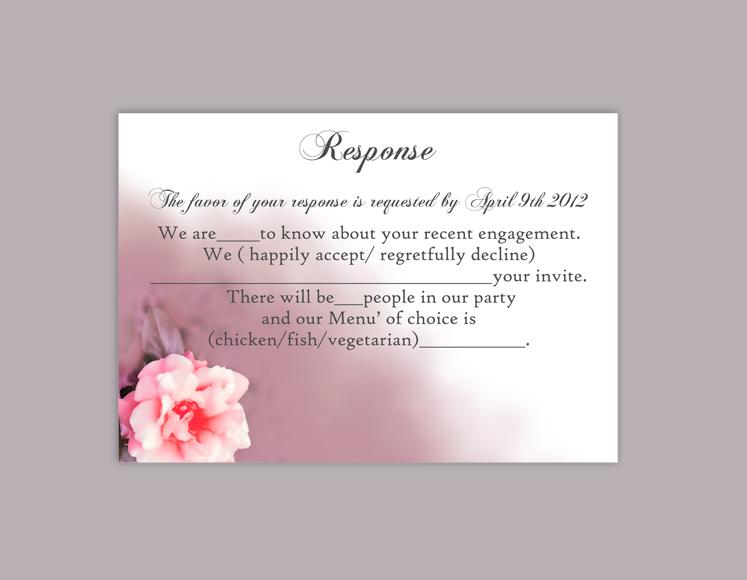Hochzeit - DIY Wedding RSVP Template Editable Word File Instant Download Rsvp Template Printable RSVP Cards Pink Rsvp Card Floral Rose Rsvp Card