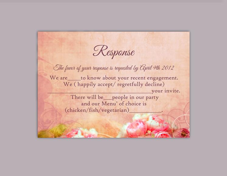 Свадьба - DIY Rustic Wedding RSVP Template Editable Word File Instant Download Rsvp Template Printable RSVP Cards Boho Rsvp Peonies Rsvp Floral Rsvp