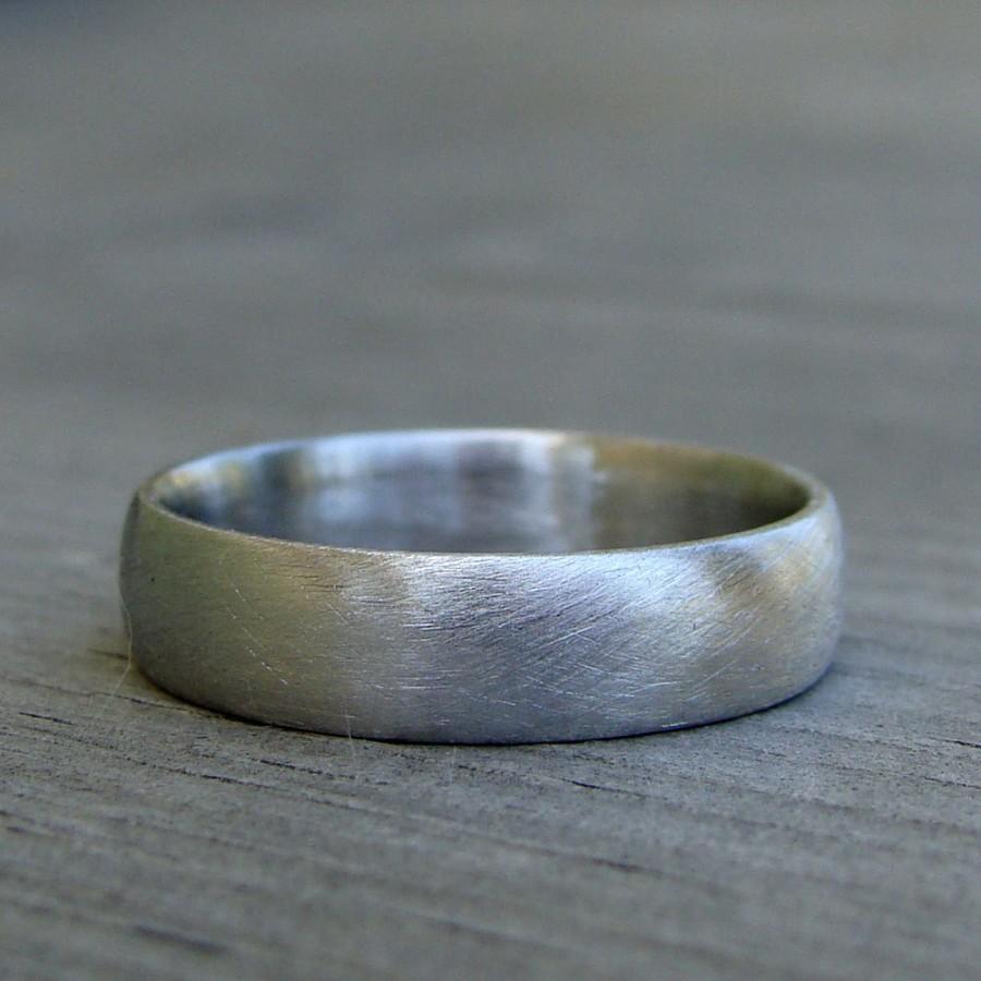 Hochzeit - Recycled 950 Palladium Matte / Brushed Wedding Band, Comfort Fit, Eco-Friendly, Ethical, Made To Order