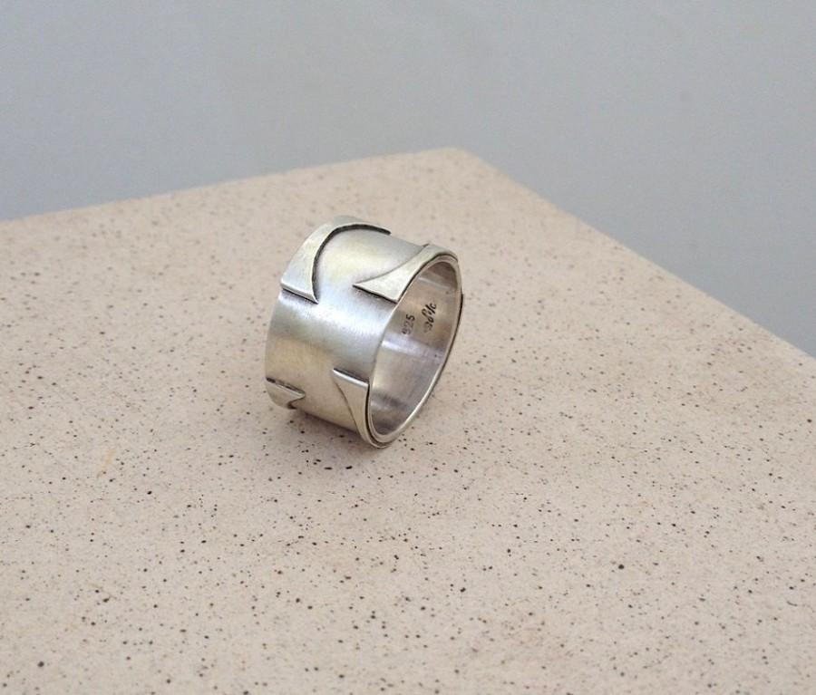 زفاف - Unique Mens ring, wide men's ring, Sterling Silver Ring for man , Handmade silver ring , Ring for Him