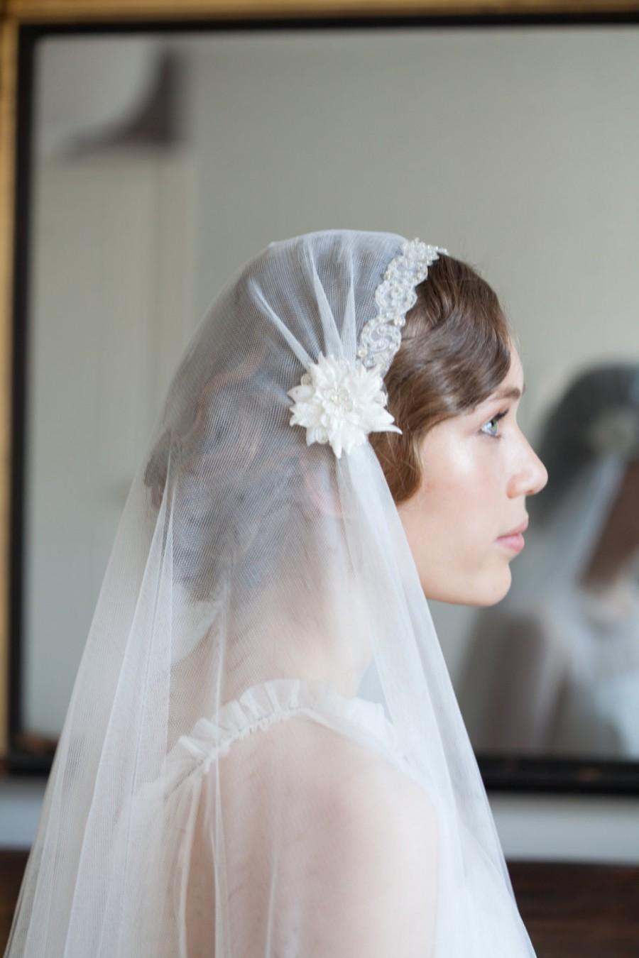 زفاف - Kate moss veil, Juliet cap veil with blusher, art Deco Veil, cathedral length veil, chapel  veil, waltz length veil, Uk