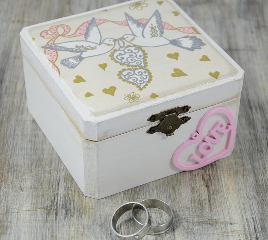 زفاف - Wedding Ring Bearer box, wedding box, Ring Bearer Pillow Alternative, Personalized Ring Bearer box, Love Heart Box, ring box wedding