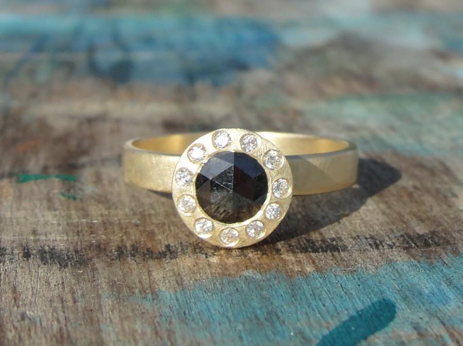 زفاف - Diamond Ring , Gold Engagement Ring , Diamond Engagement Ring , Rose Cut Diamond Ring , Black Diamond Engagement Ring , Solitaire Ring