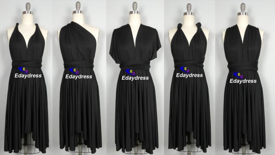 Mariage - FREE BANDEAU knee length Short Bridesmaid Convertible Dress Black Infinity Dress Multiway Dress Wrap dress