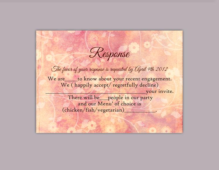Mariage - DIY Rustic Wedding RSVP Template Editable Word File Instant Download Rsvp Template Printable Pink RSVP Cards Peach Rsvp Card Floral Rsvp