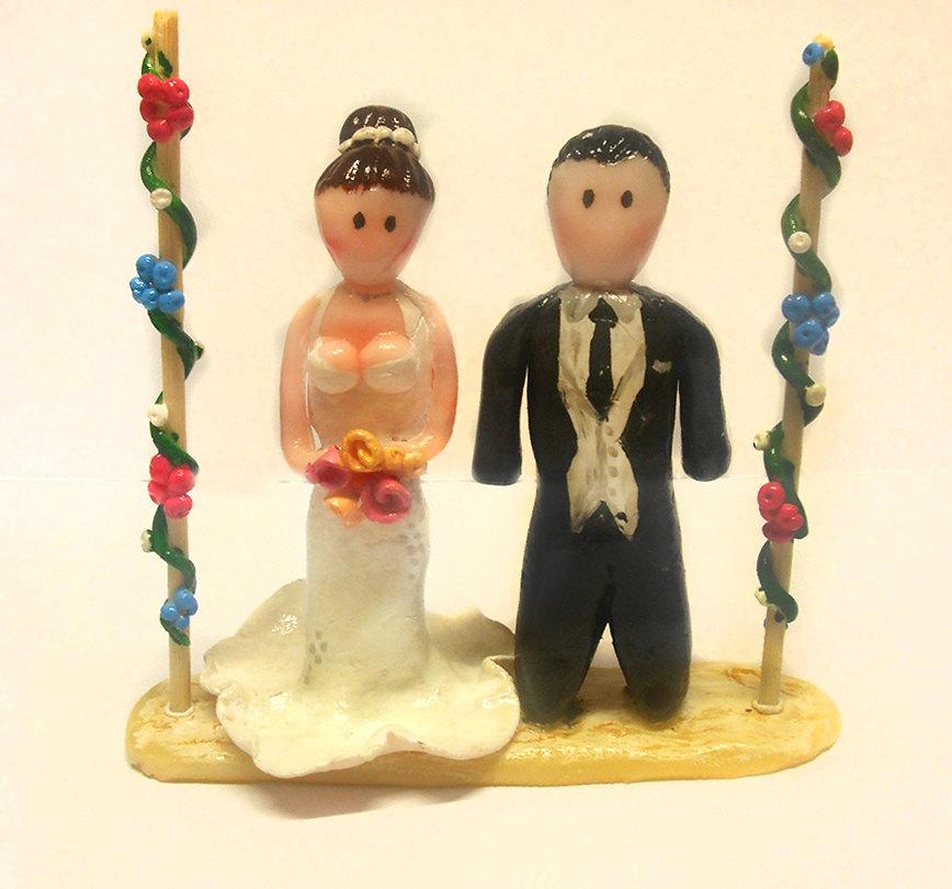 Wedding - Personalized cake topper for wedding handmade in porcelain, bride and groom, wedding gift