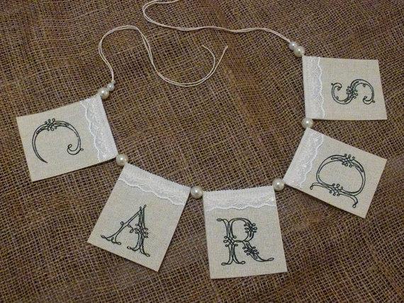 Mariage - Lace Rustic  CARDS Wedding Banner / Burlap and Lace Rustic CARDS Wedding Banner