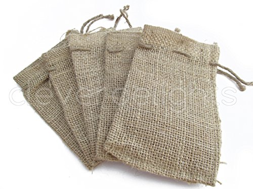 Mariage - 4" x 6" Burlap Bags with Natural Jute Drawstring - 100 Pack