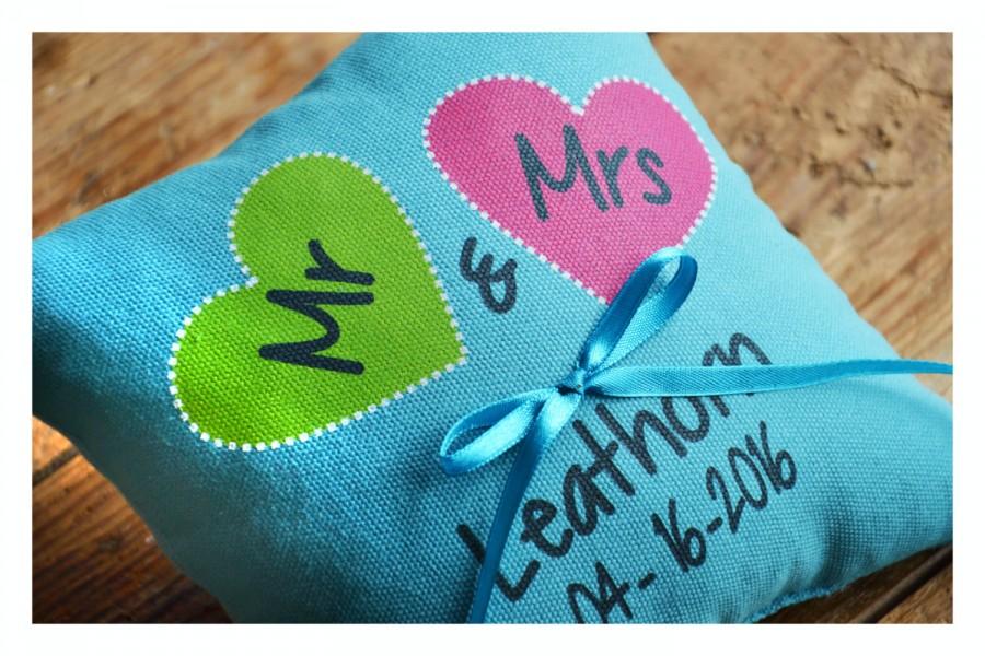 Wedding - Personalized Ring bearer pillow, Mr and Mrs  Wedding ring pillow , wedding pillow ,personalized ring pillow, ring bearer pillow (R17)