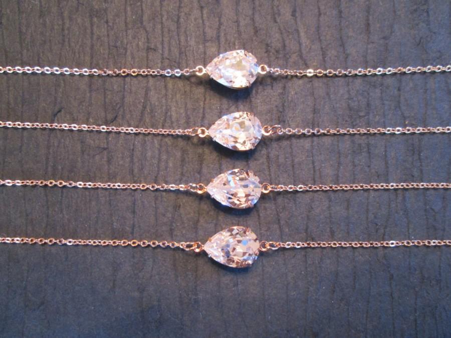 زفاف - SET OF 3,4,5 6 Rose Gold Swarovski Crystal Bracelet/Rose Gold Bracelet/Rose Gold Bridesmaid Jewelry/Swarovski Bracelet/Bridesmaid Bracelet