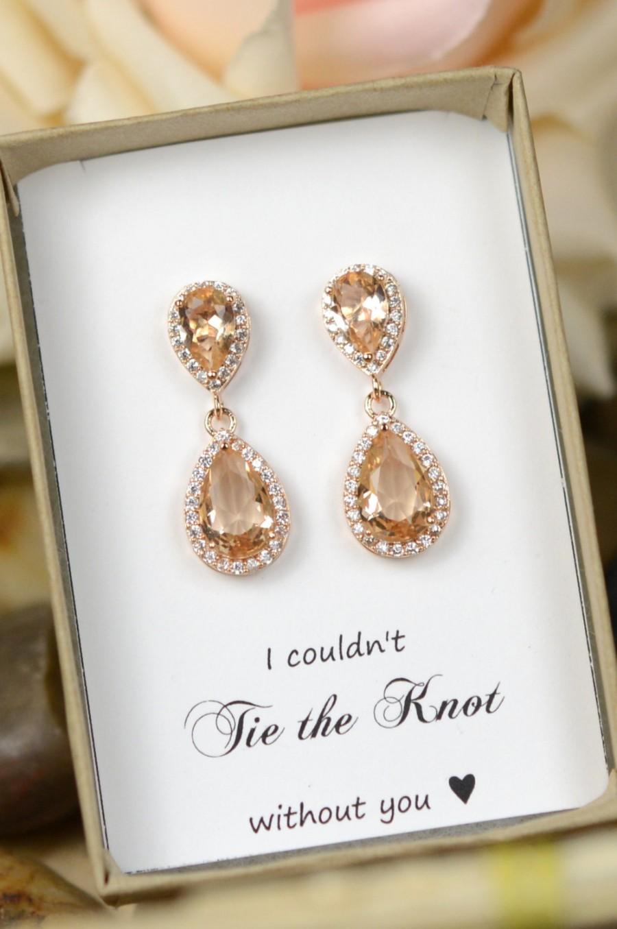 زفاف - Peach Earrings, Coral Earrings,champagne Bridesmaid jewelry  Drop Earrings Wedding Bridal Dangle Earrings Bridal Jewelry  Bridesmaid Gift