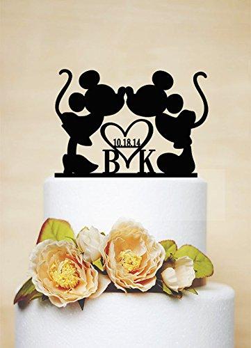 Mariage - Custom Wedding Cake Topper,Mickey & Minnie Cake Topper With Wedding Date and Initials