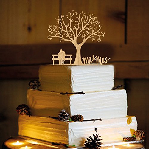 زفاف - Rustic Wedding Cake Topper - Mr and Mrs