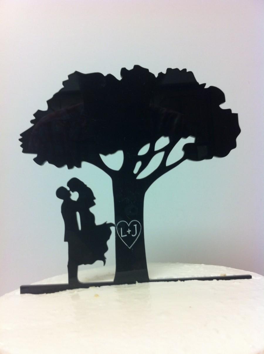 زفاف - Kissng Couple Carved LettersTree Silhouette Wedding Cake Topper MADE In USA…..Ships from USA