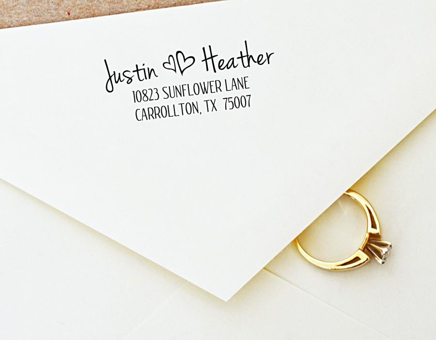 Hochzeit - Wedding  Address Stamp - for couples in Love -  Housewarming gift - Wedding gift