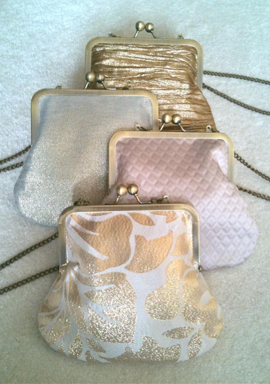 Hochzeit - bridesmaid set of 5 customized cross body metal frame and chain - quinn - design your own