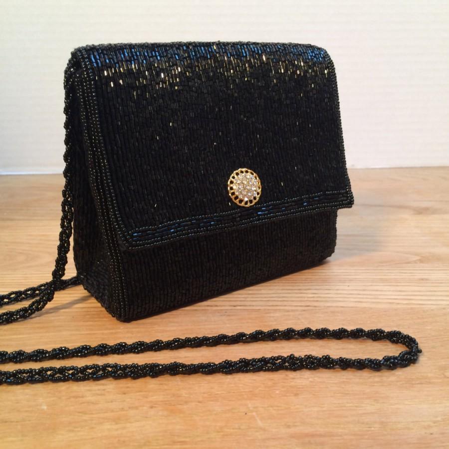 La Regale Clutch Purse Black Beaded