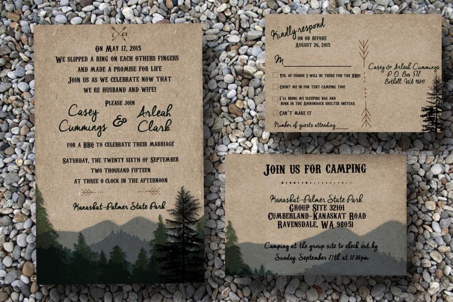 Свадьба - Rustic Wedding Invitation/ Woodsy Wedding Invitation /Camping Wedding Invitations/Forest Wedding Invitation/Rustic wedding