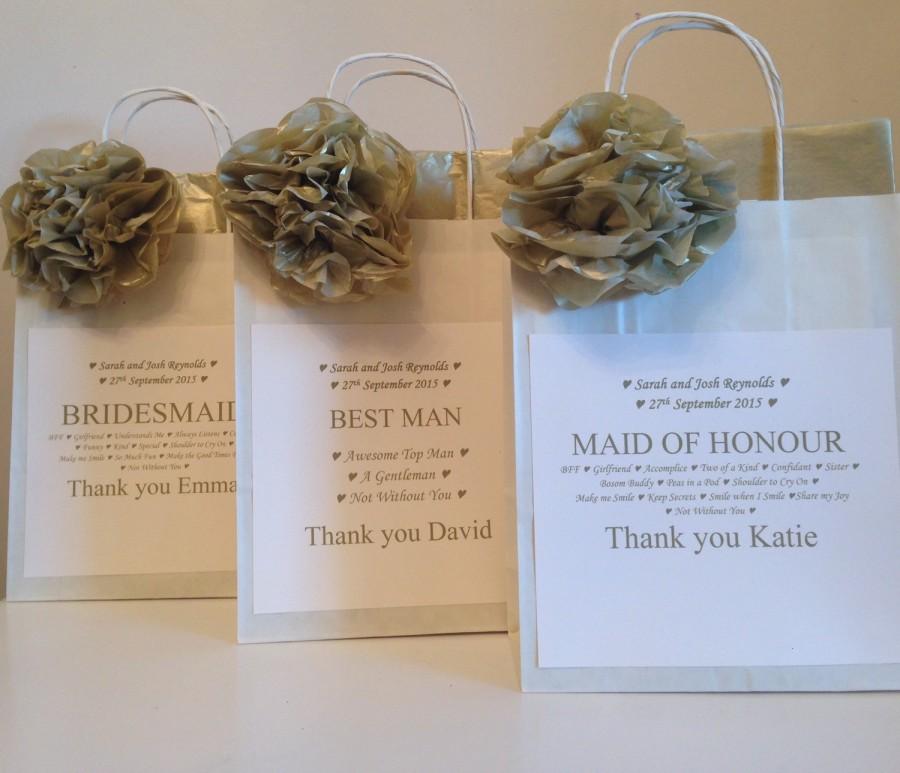 زفاف - Beautiful - Maid of Honour /Bridesmaid / Best Man Personalised Gift Bag
