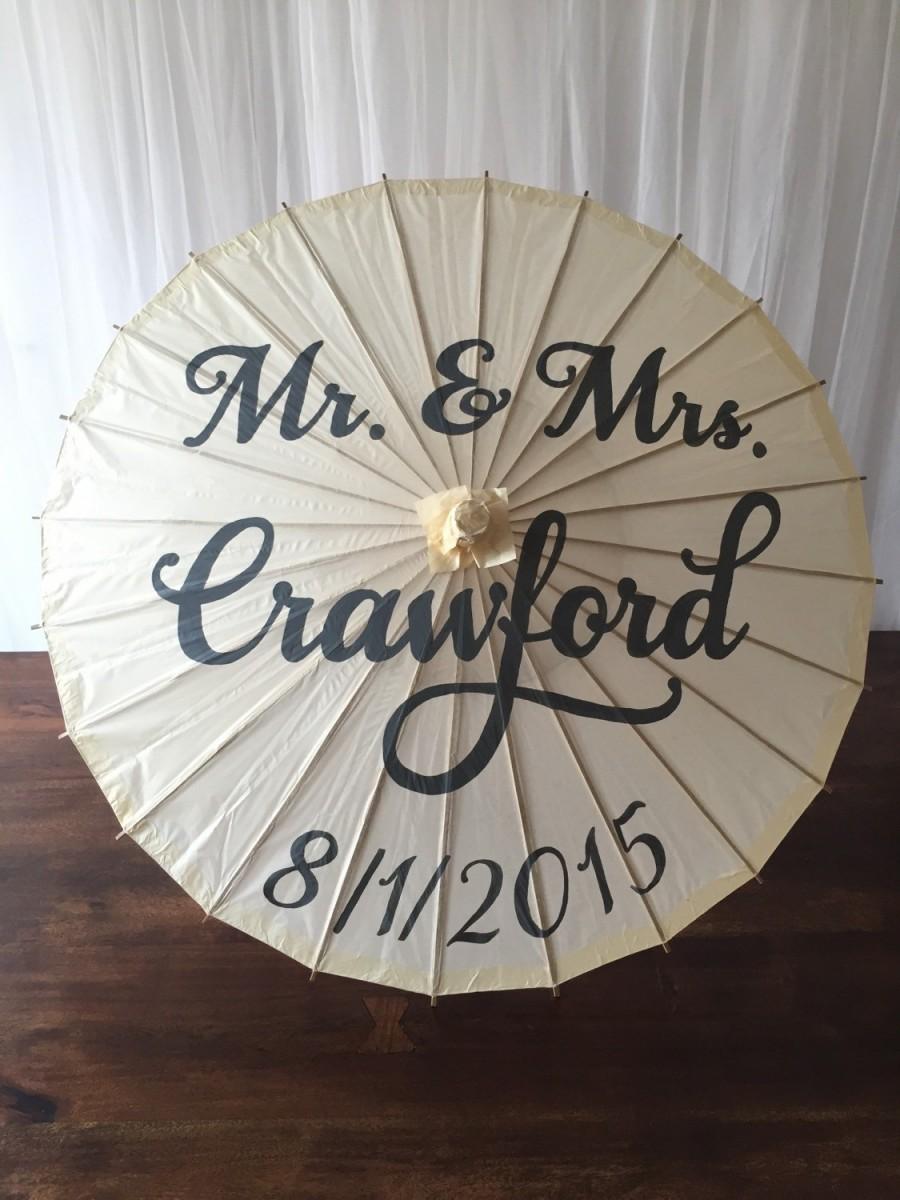 زفاف - Mr. & Mrs. Parasol, hand painted parasol, custom parasol, wedding parasol, photo prop, wedding decor