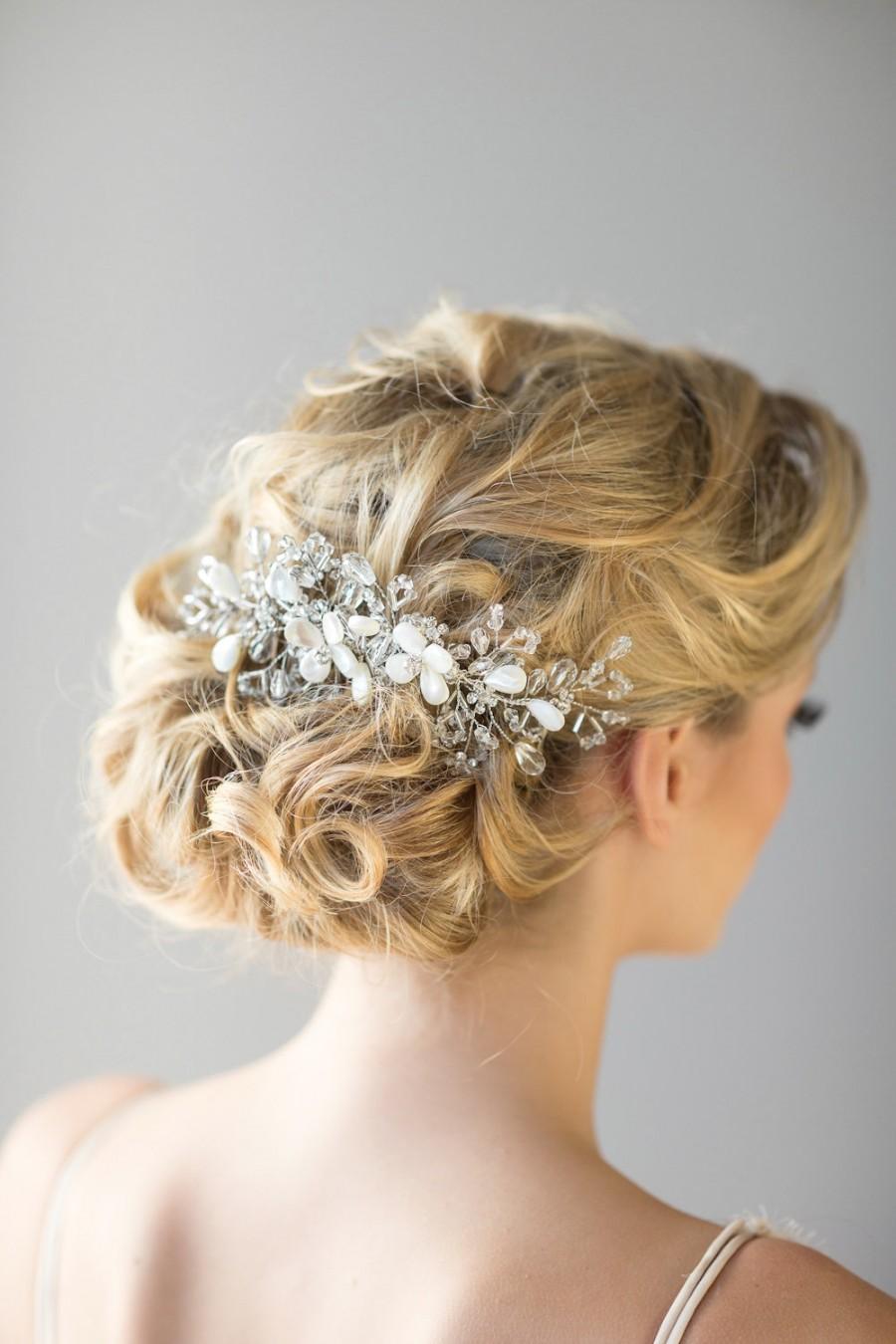 Hochzeit - Bridal Hair Comb, Beach Wedding Hair Accessory, Crystal Hair Comb, Wedding Head Piece