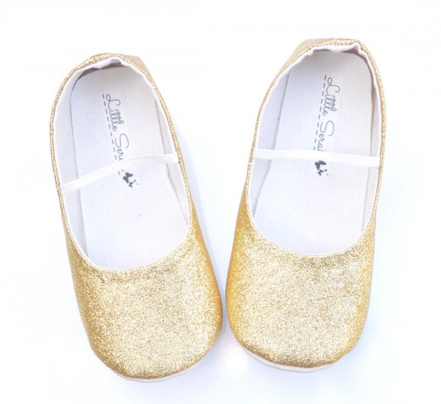 girls flat gold shoes