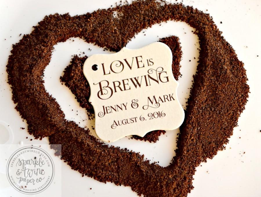 Mariage - Love is Brewing Tags, Let Love Brew, A Baby is Brewing, Wedding Favor Tags, Bridal Shower, Coffee Favor Tags, Beer Favor Tags - Set of 20