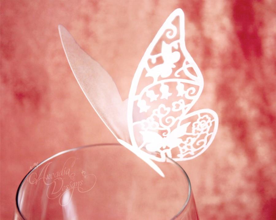 زفاف - Butterfly Place Card, Set of 10. Silhouette Butterfly Wedding / Bridal Shower Reception Decoration, Party Guest name card, Escort card