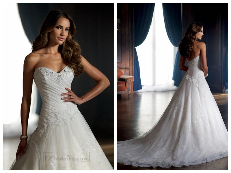 Mariage - Strapless Sweetheart Draped Ball Gown Wedding Dresses