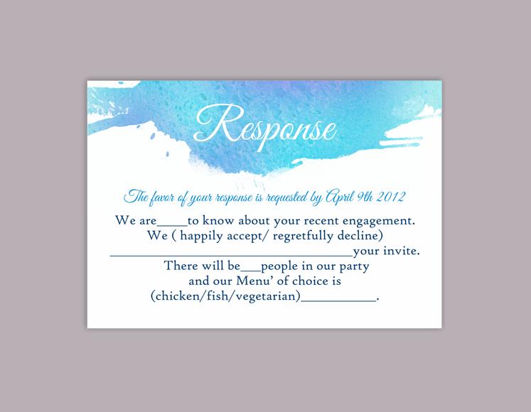 Hochzeit - DIY Watercolor Wedding RSVP Template Editable Word File Instant Download Rsvp Template Printable RSVP Cards Blue Rsvp Card Purple Rsvp