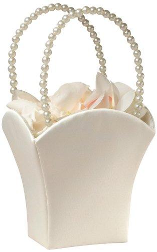 Wedding - Plain Pearl Handle Ivory Flower Basket
