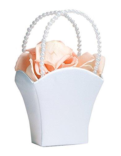 Wedding - White Flower Basket Flower Girl Basket