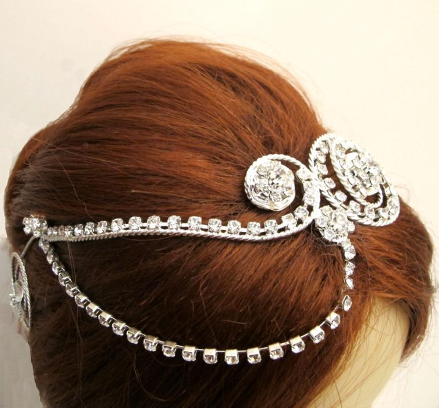 Hochzeit - greek inspired Rhinestone Beaded  Bridal  Head band  Wedding Accessories Headpiece Head Piece