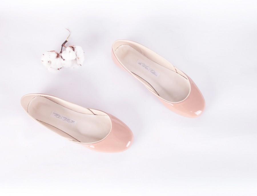 زفاف - Blush Patent Leather Ballet Flats 