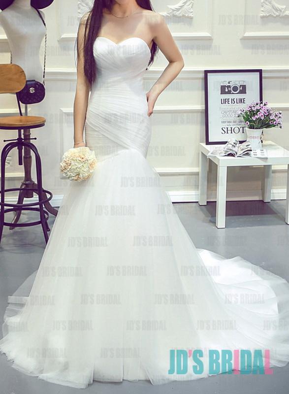 Wedding - JW16193 Charming sweetheart neckline tulle mermaid wedding gown