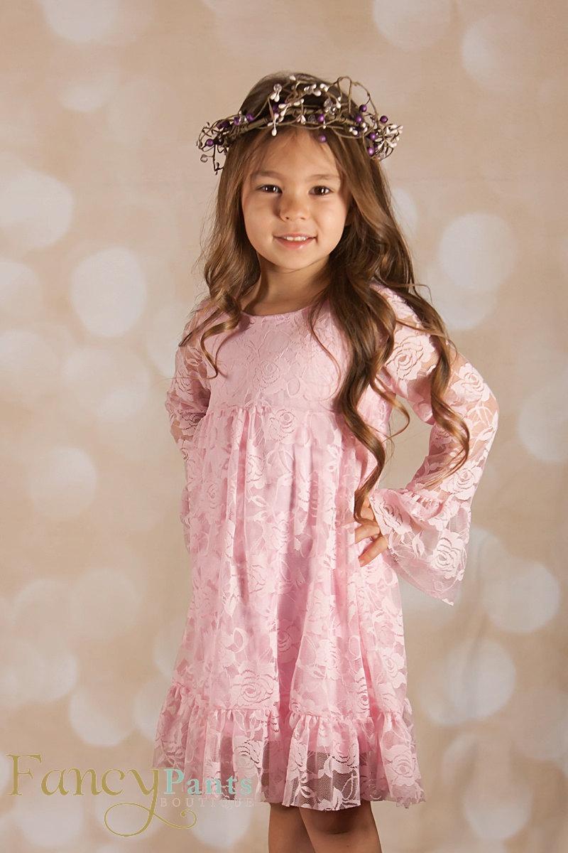 Mariage - Pink Lace Dress, Flower girl dress, Easter Dress, Birthday Dress, Pink Dress, Toddler Girls Dress, 1st Birthday dress,Special Occasion