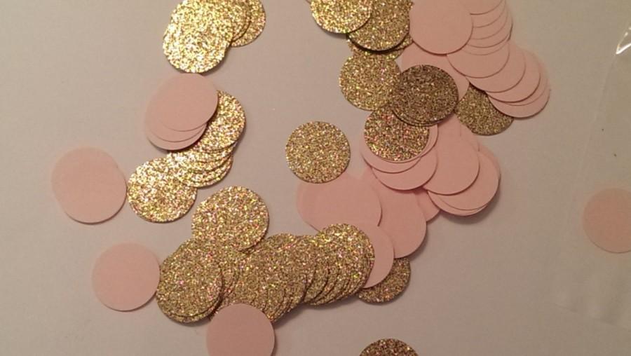 Hochzeit - Pink and Gold Confetti- Round Confetti- Bridal Shower Decor- Pink and Gold Baby Shower Decor- Wedding Decor- Quinceanera Decor