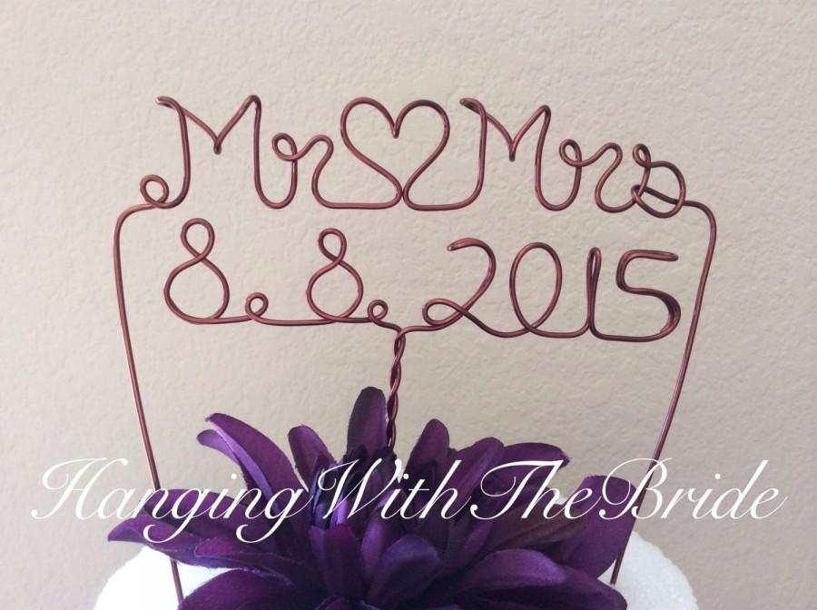 Hochzeit - Custom Cake Topper - Wedding Cake Topper, Mr & Mrs,Wire Cake Topper, Personalized Cake Topper, Unique Wedding Gift