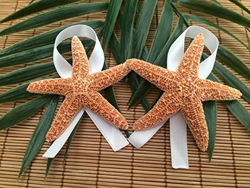 زفاف - 2 Men's Sugar Starfish Beach Wedding Boutonnieres with Ribbon
