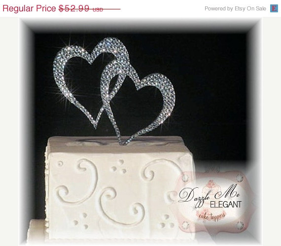 Свадьба - Heart Cake Topper - Double Heart Cake Topper - Two Hearts Cake Topper - Custom Wedding Cake Topper - Crystal Cake Topper - Bride and Groom