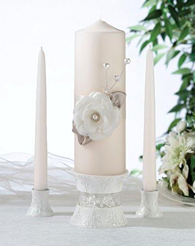 زفاف - Taupe Rose Pillar and Taper Candle Set