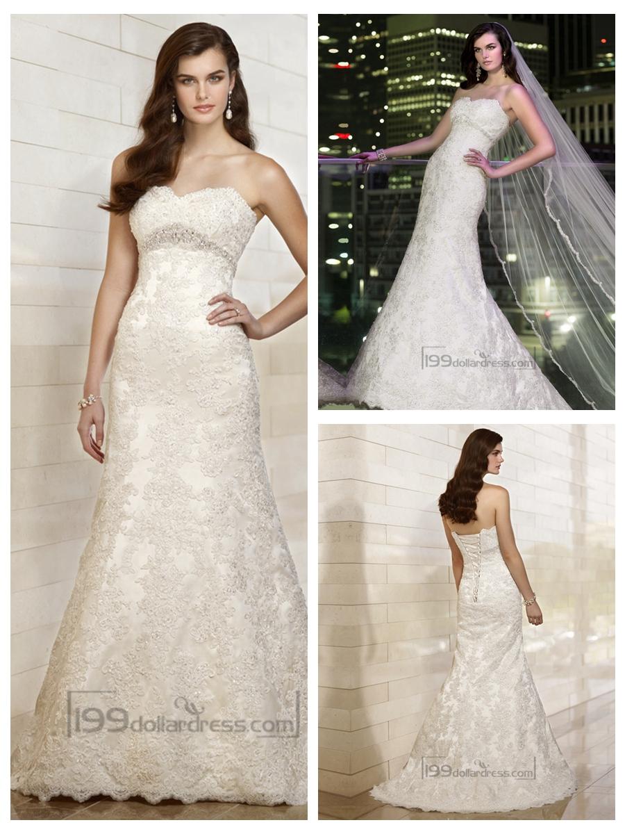 زفاف - Sweetheart A-line Beading Lace Appliques Wedding Dresses with Beading Belt