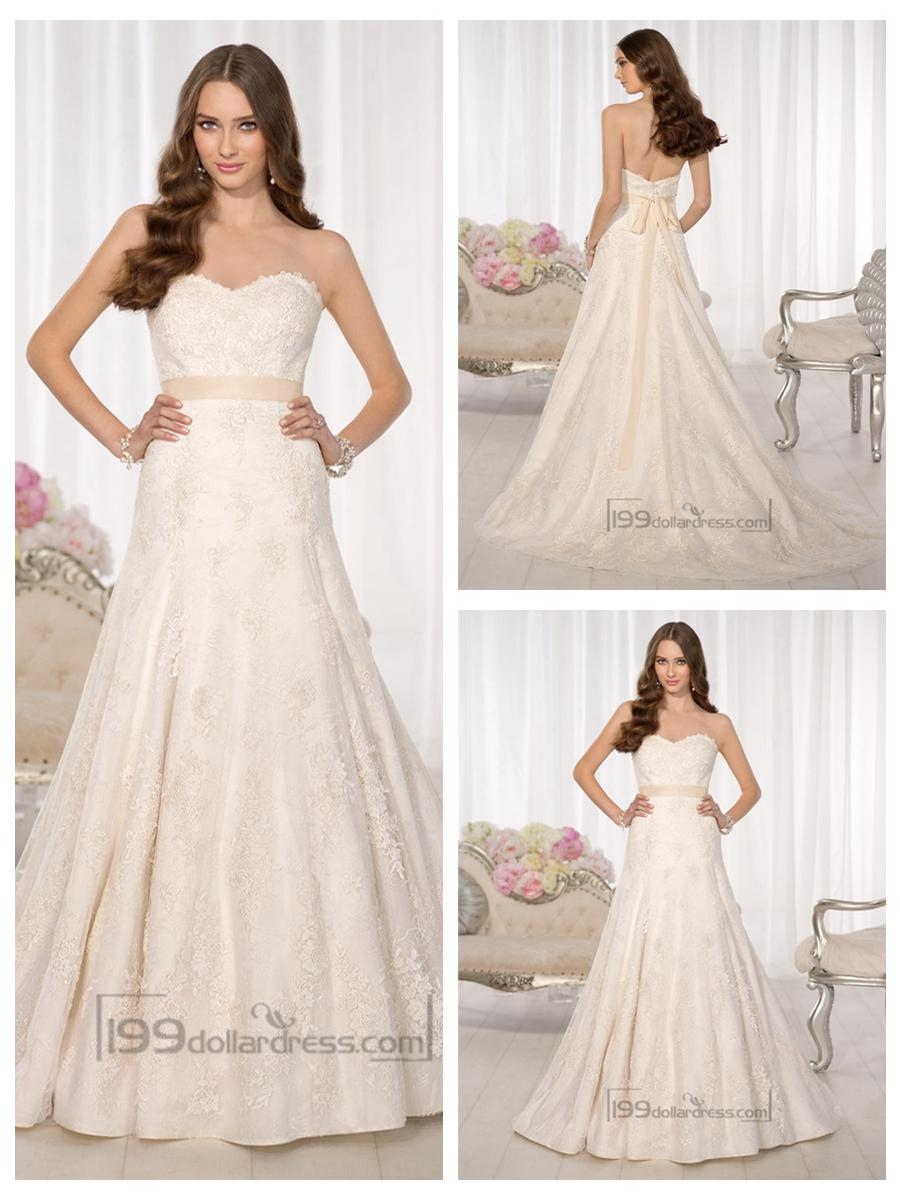 Mariage - Strapless Sweetheart A-line Simple Lace Wedding Dresses